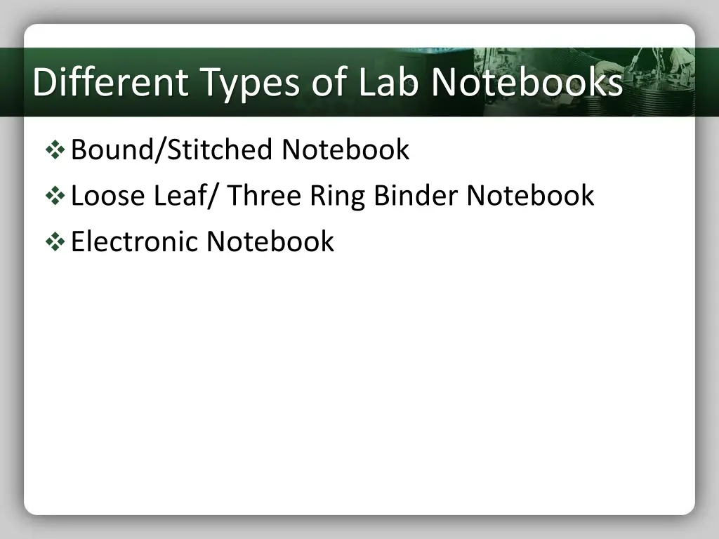 different types of lab notebooks