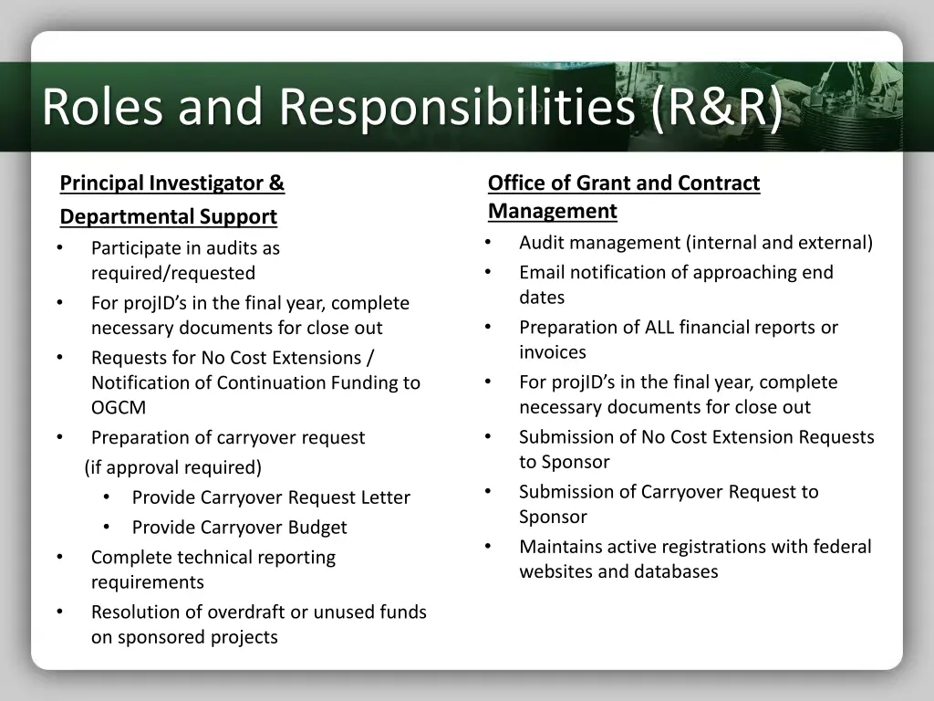 roles and responsibilities r r 2