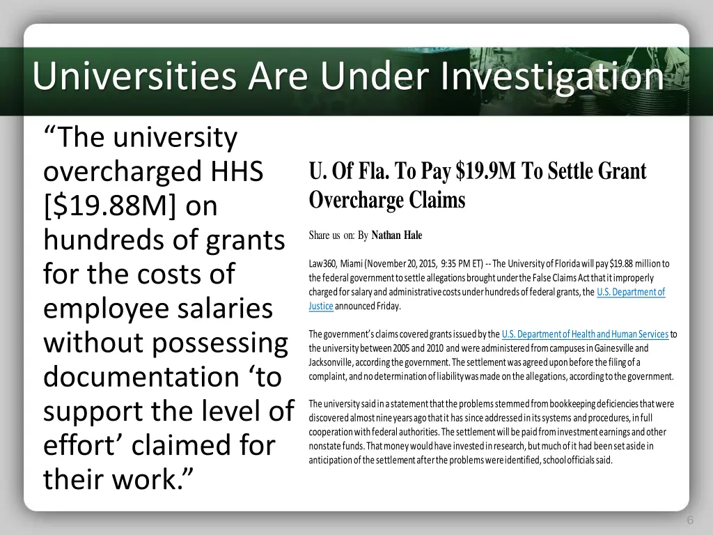 universities are under investigation