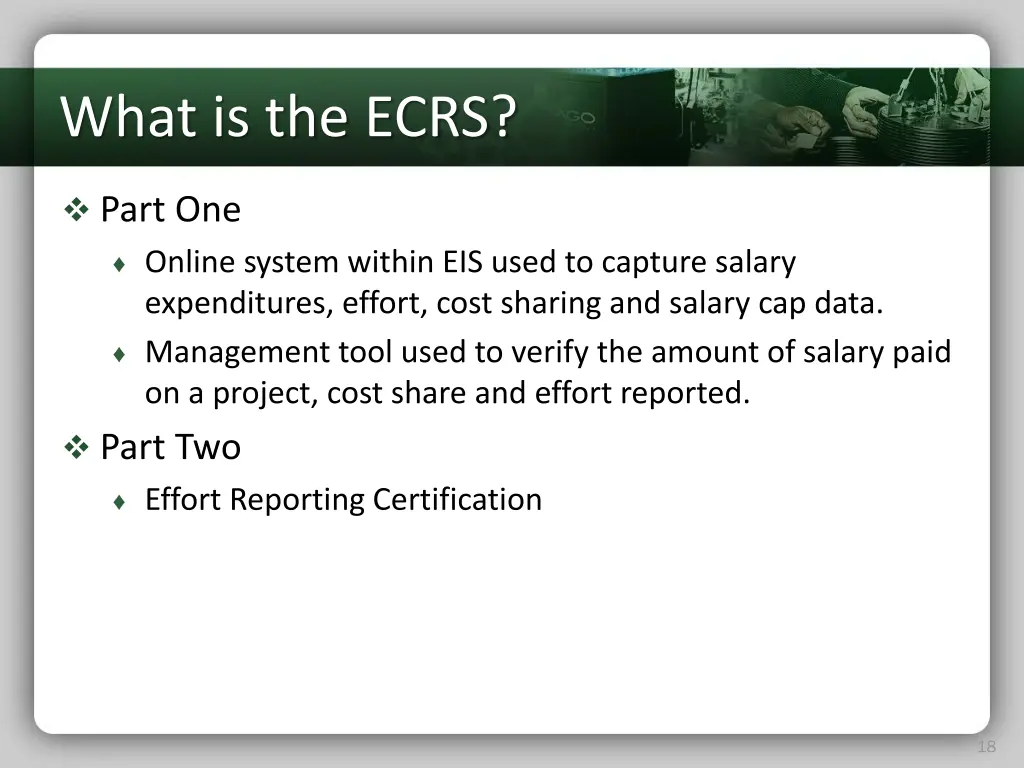 what is the ecrs