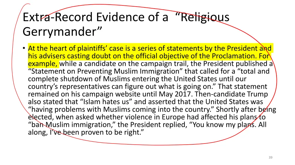 extra record evidence of a religious gerrymander