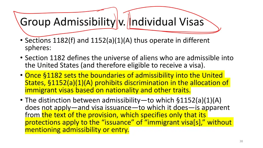 group admissibility v individual visas