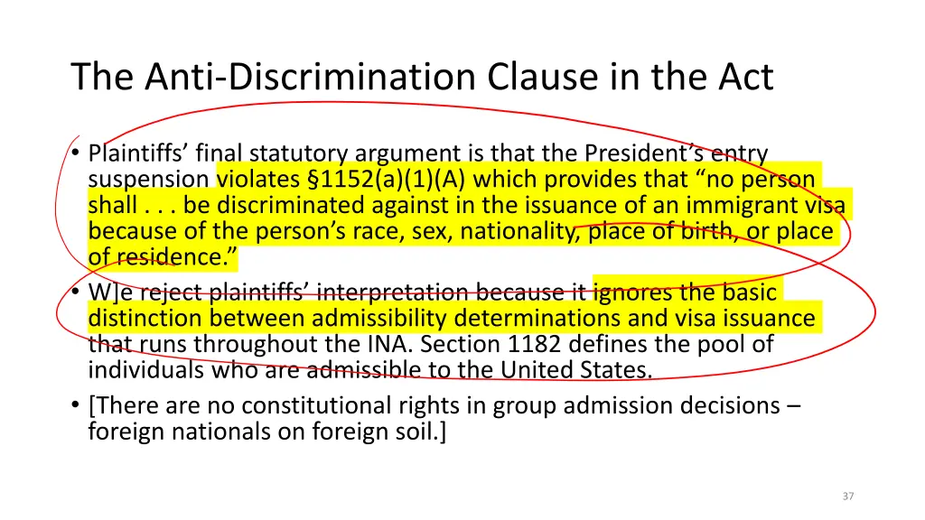 the anti discrimination clause in the act