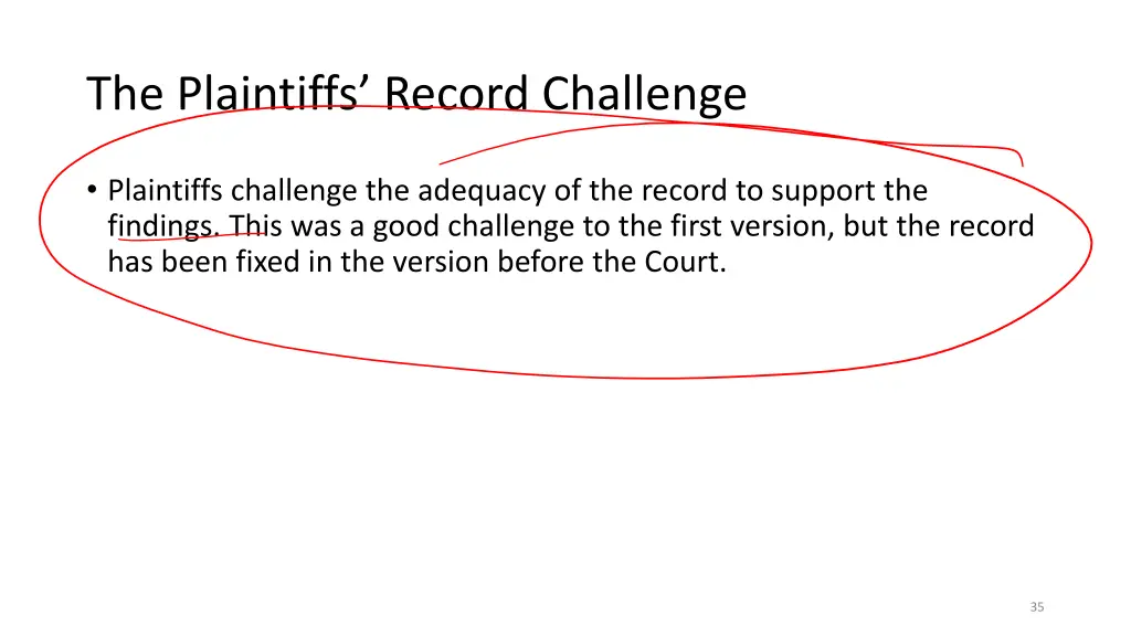 the plaintiffs record challenge