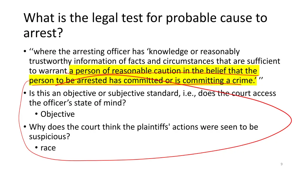 what is the legal test for probable cause