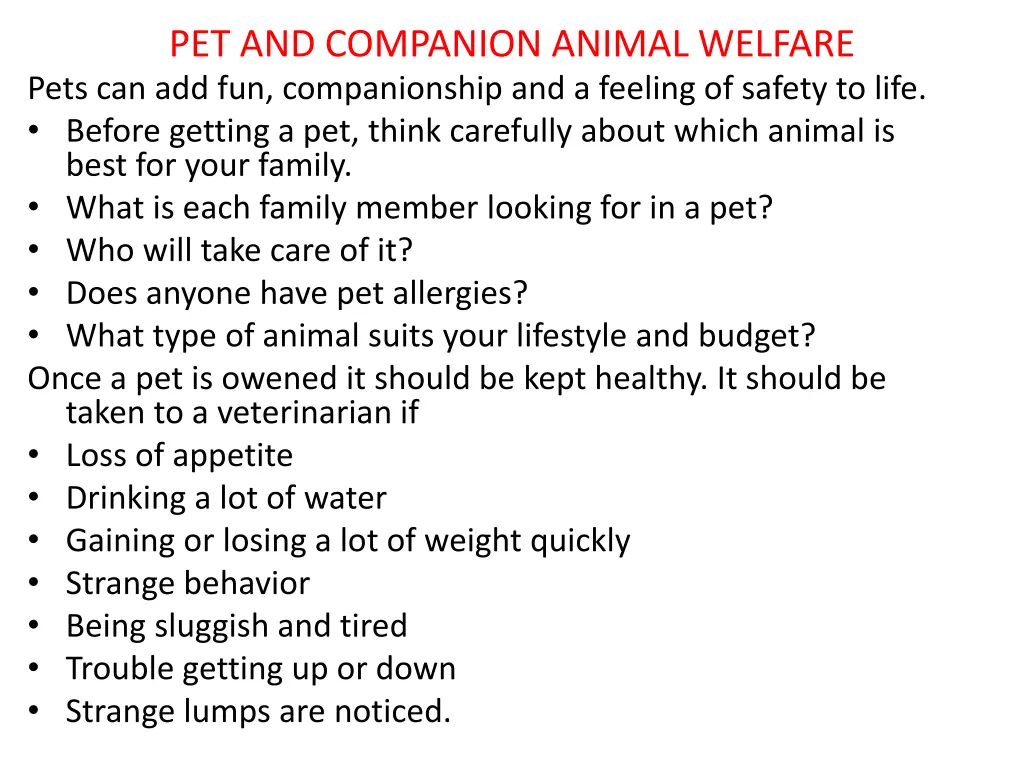 pet and companion animal welfare pets