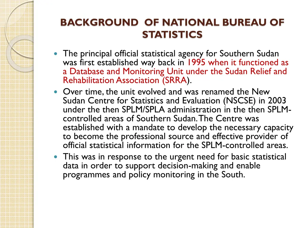 background of national bureau of statistics