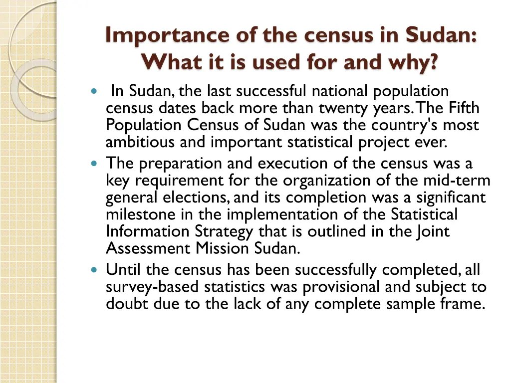 importance of the census in sudan what it is used