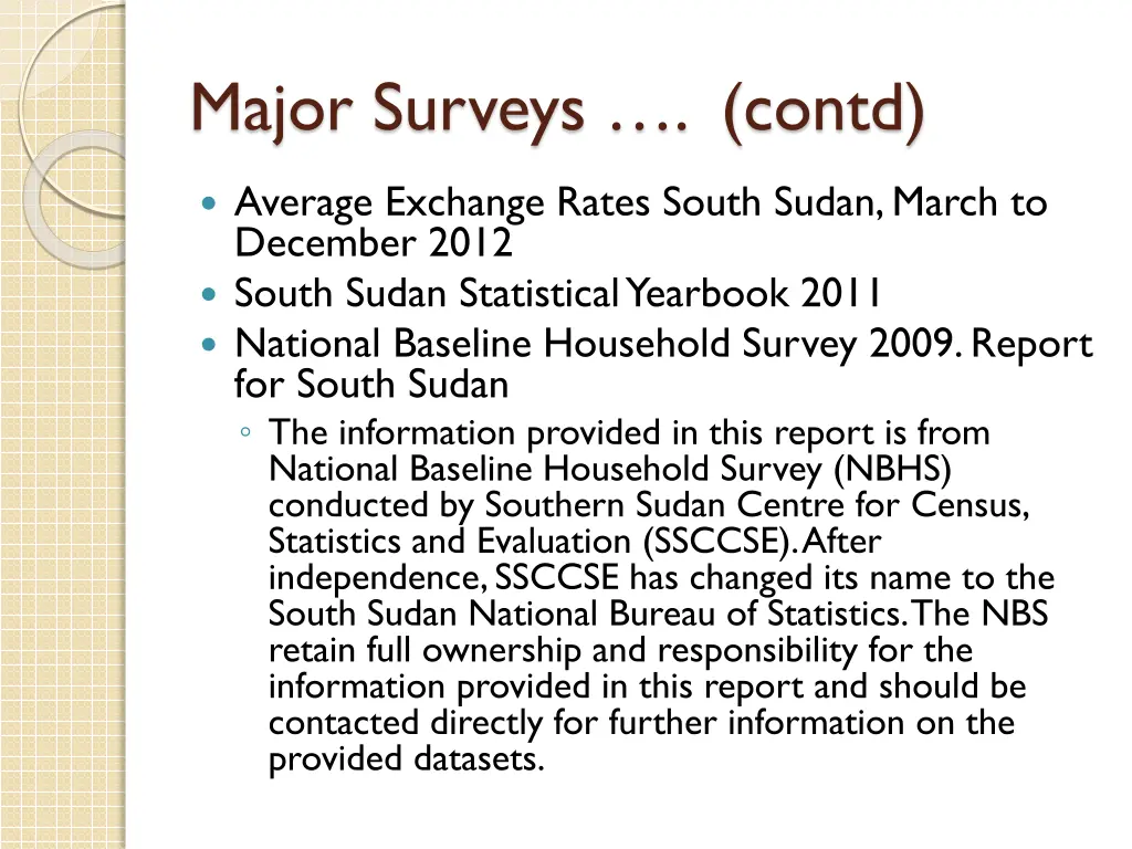 major surveys contd