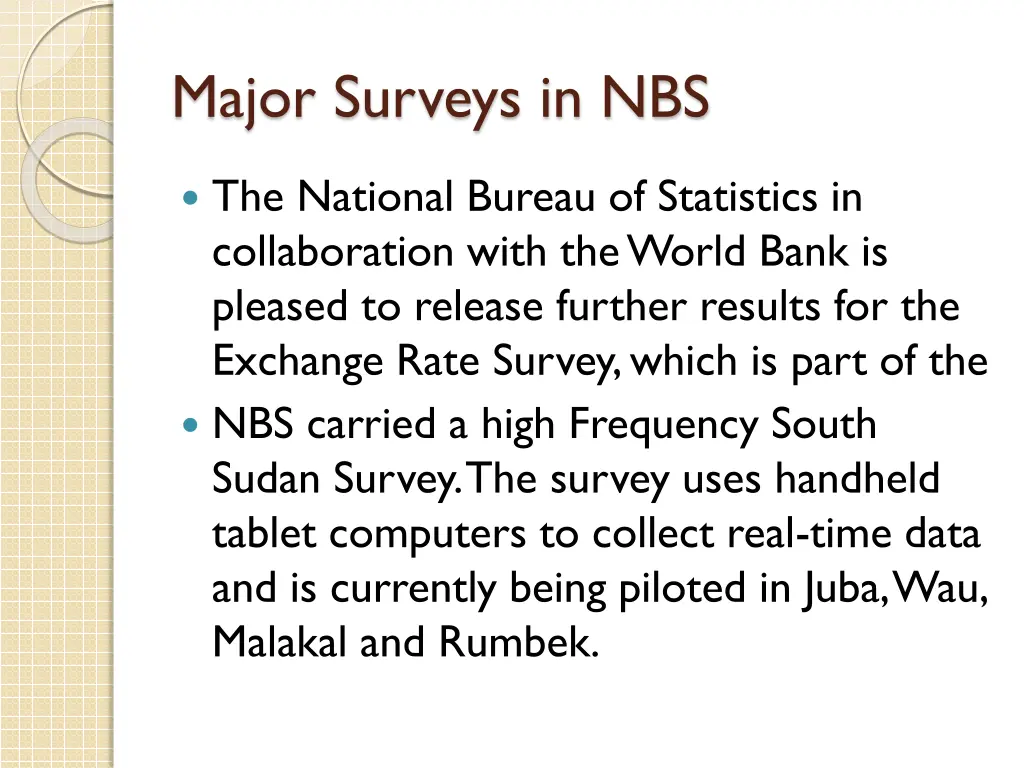 major surveys in nbs