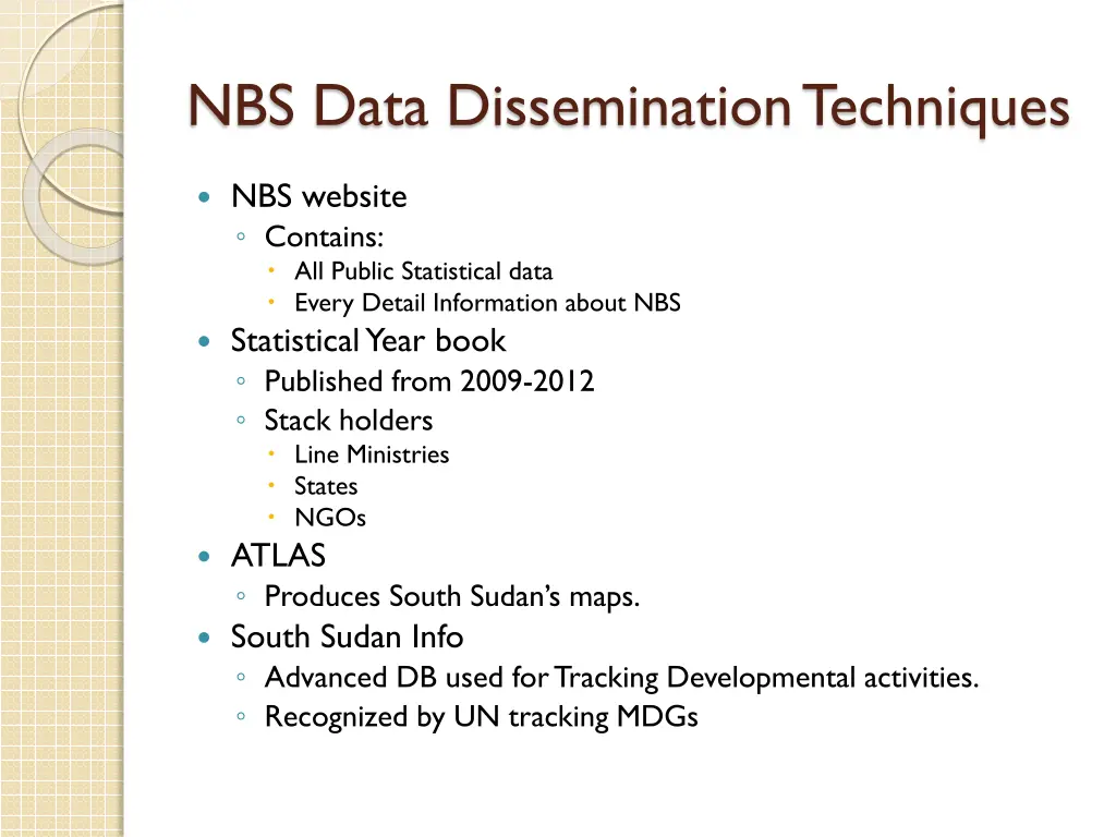 nbs data dissemination techniques