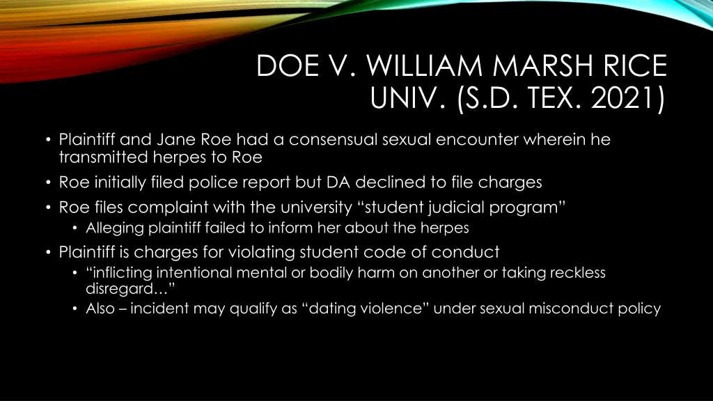 doe v william marsh rice univ s d tex 2021