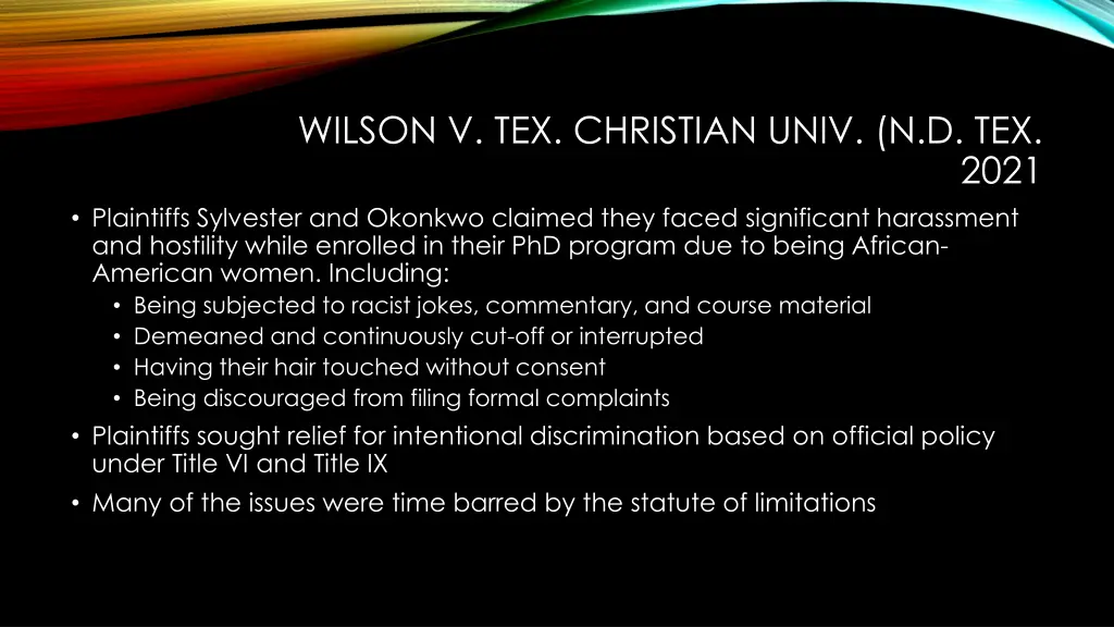 wilson v tex christian univ n d tex