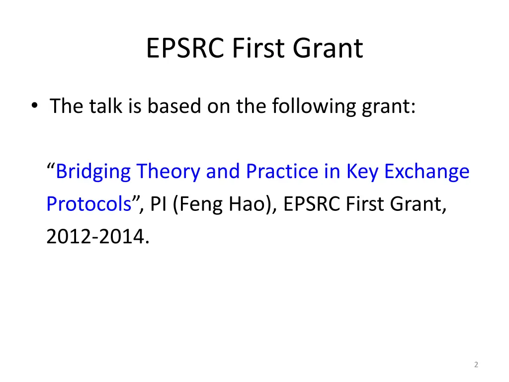 epsrc first grant