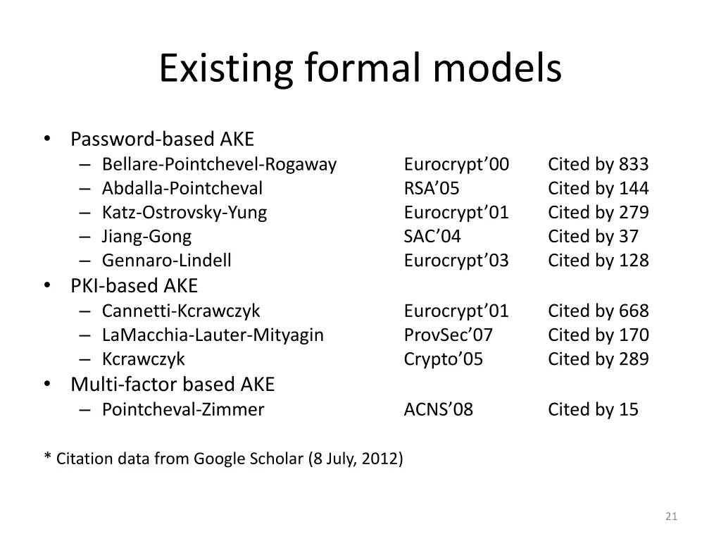 existing formal models