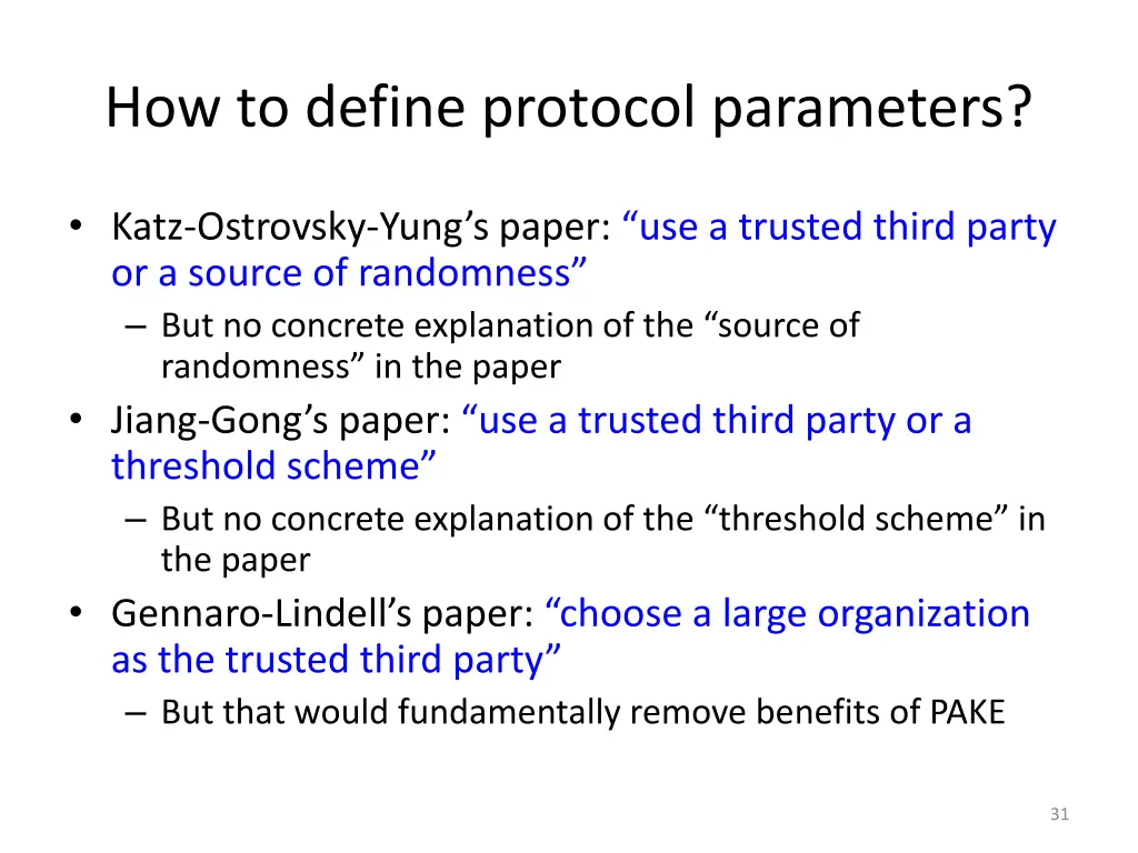 how to define protocol parameters