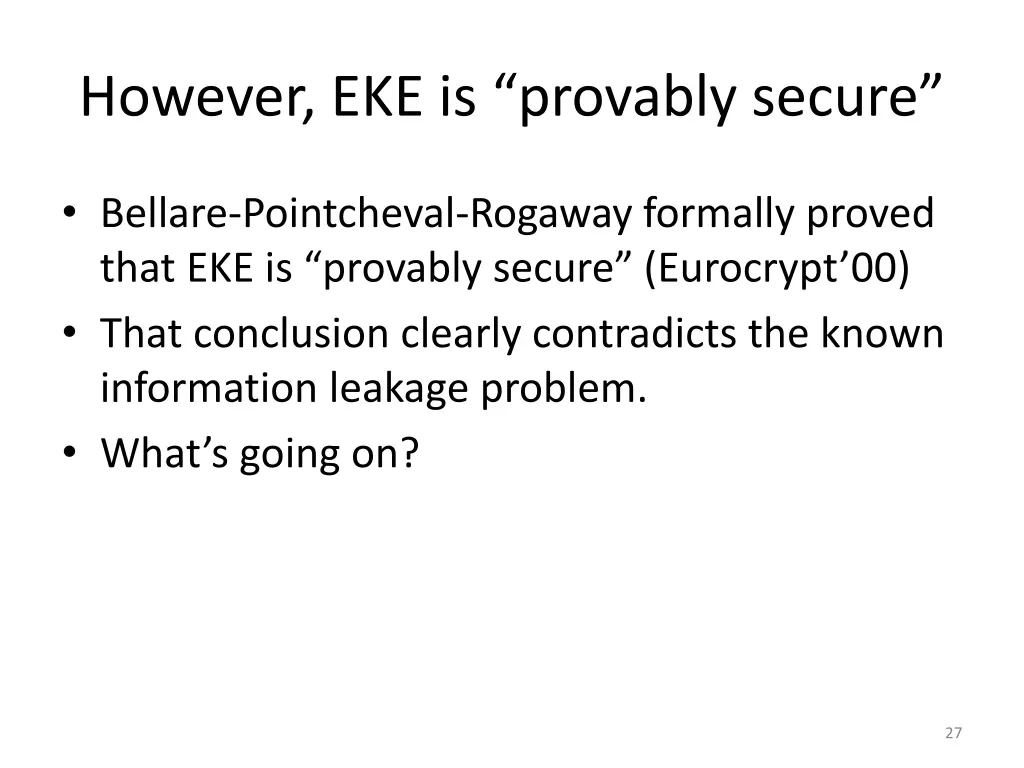 however eke is provably secure