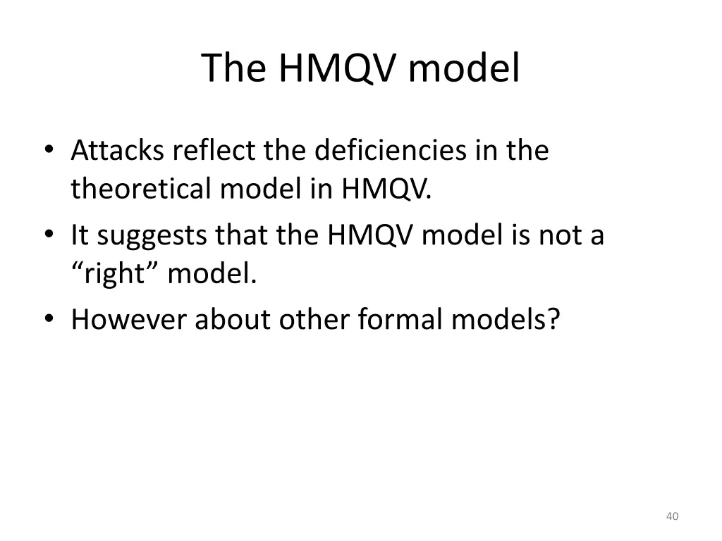 the hmqv model