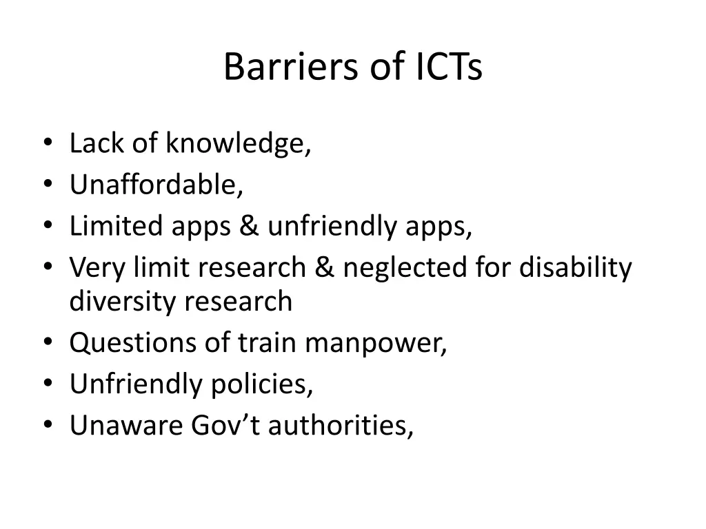 barriers of icts