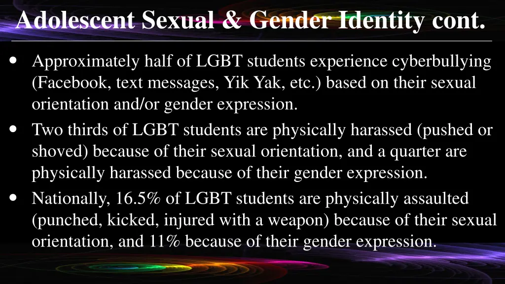 adolescent sexual gender identity cont