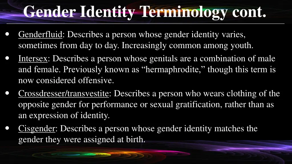 gender identity terminology cont