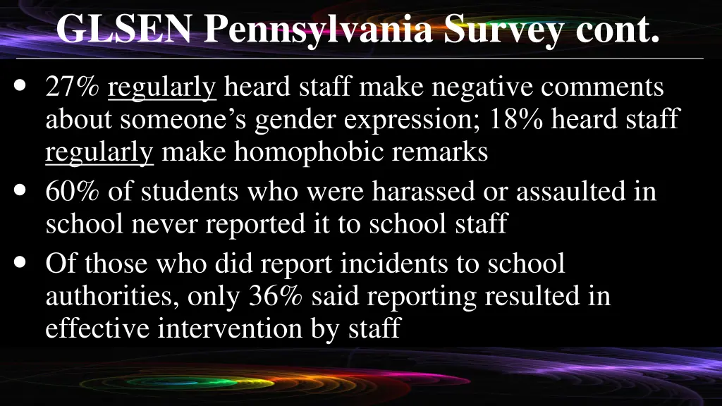 glsen pennsylvania survey cont