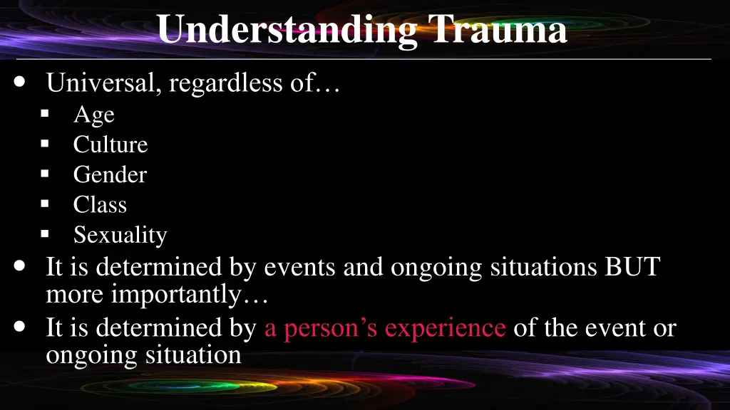 understanding trauma