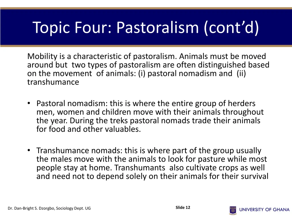 topic four pastoralism cont d