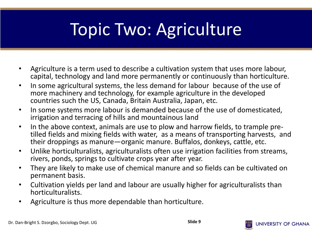 topic two agriculture