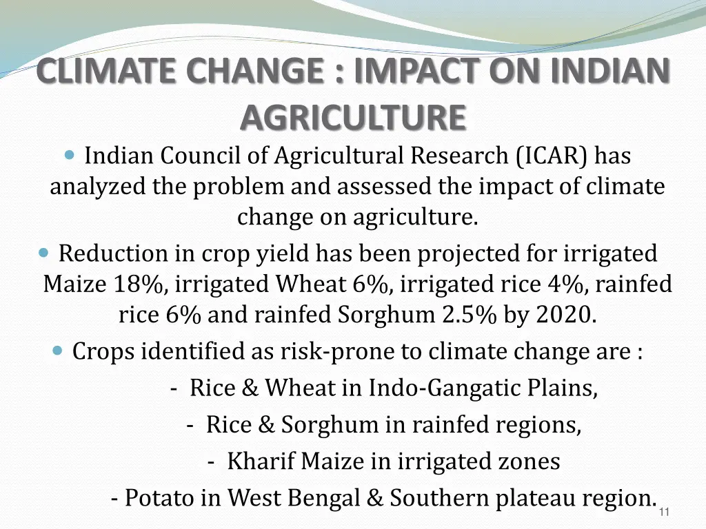 climate change impact on indian agriculture