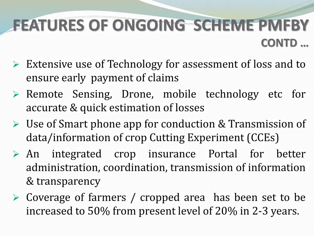 features of ongoing scheme pmfby 3