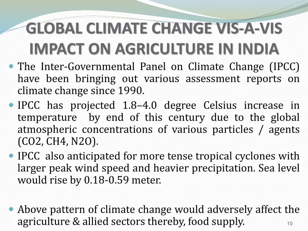 global climate change vis a vis impact