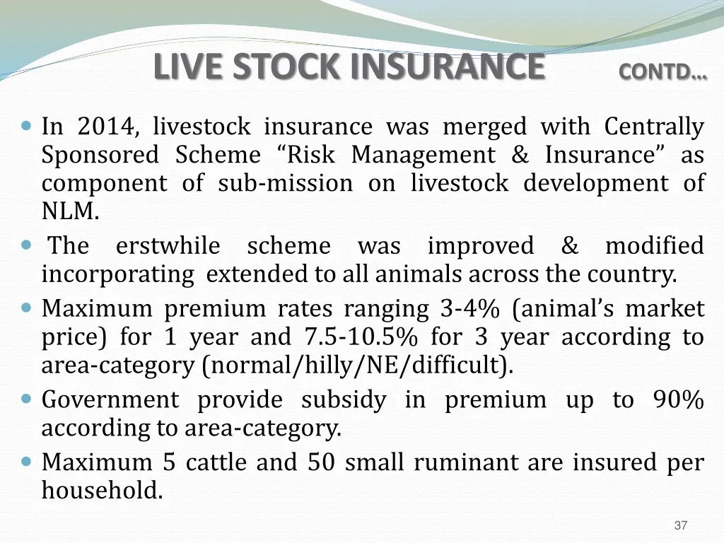 live stock insurance contd