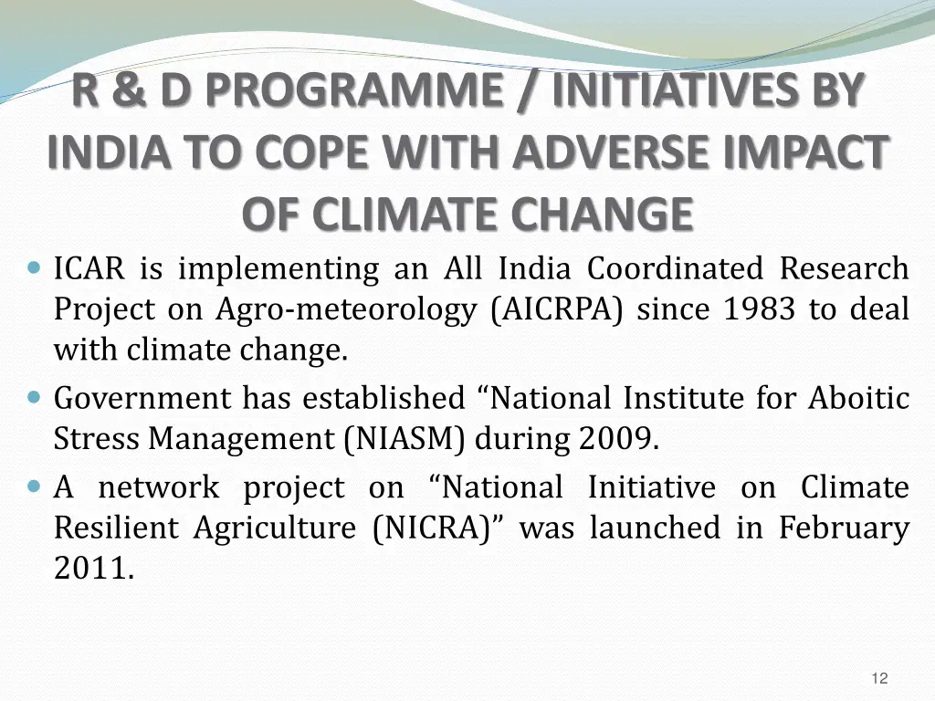 r d programme initiatives by india to cope with