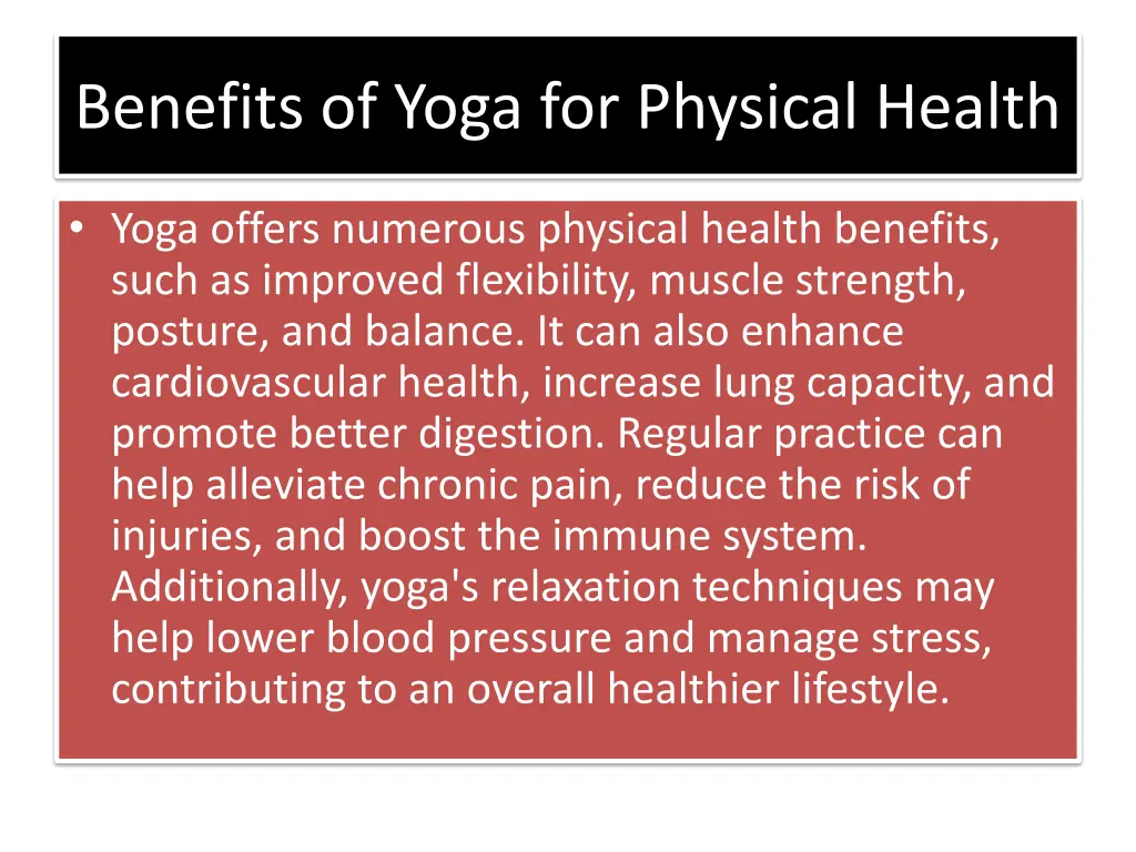 benefits of yoga for physical health