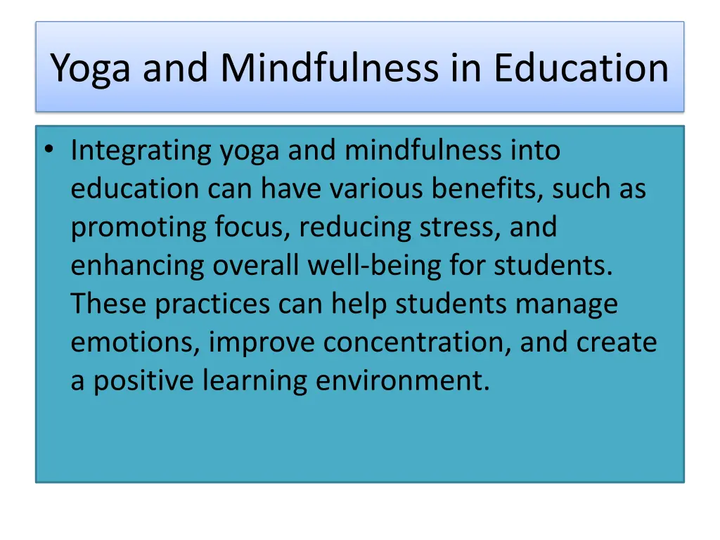 yoga and mindfulness in education