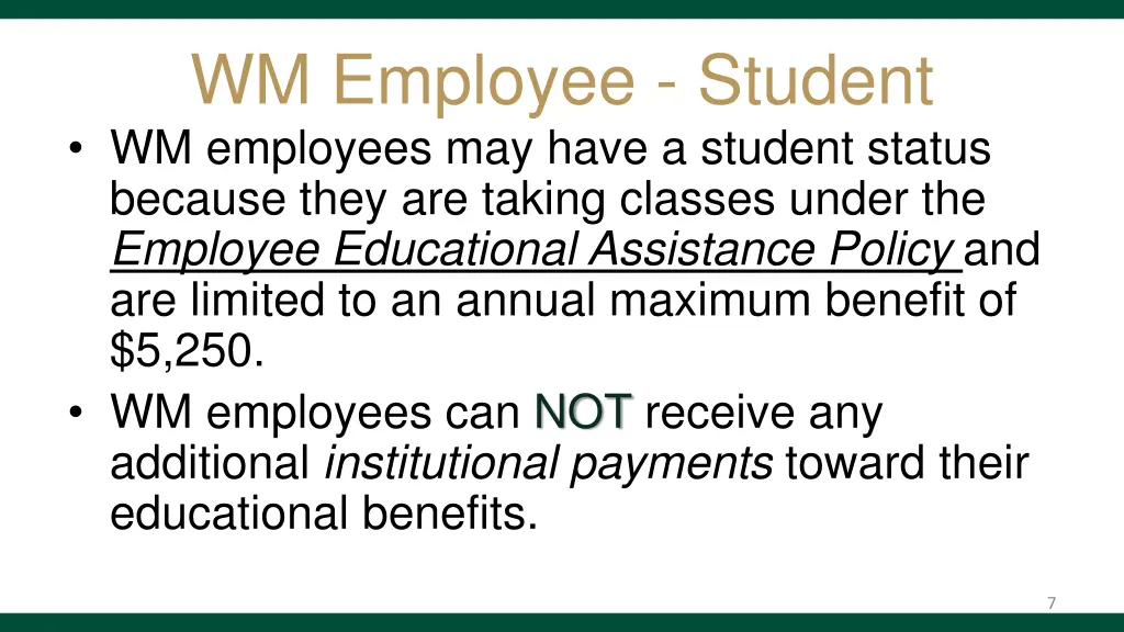 wm employee student wm employees may have