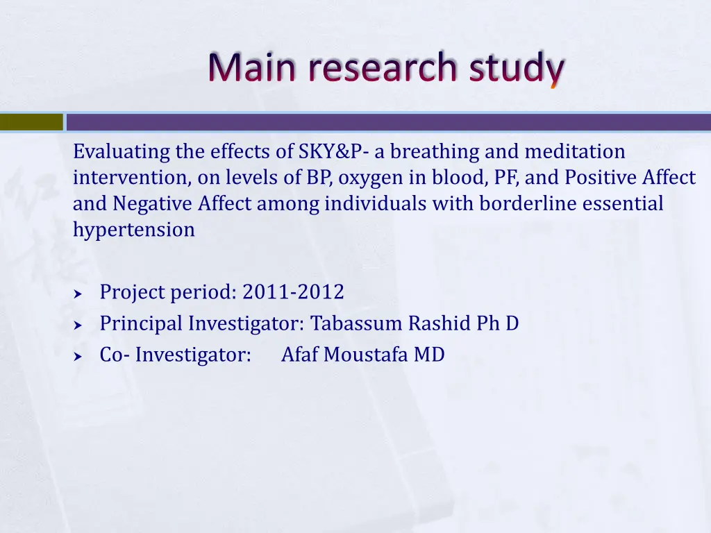 main research study