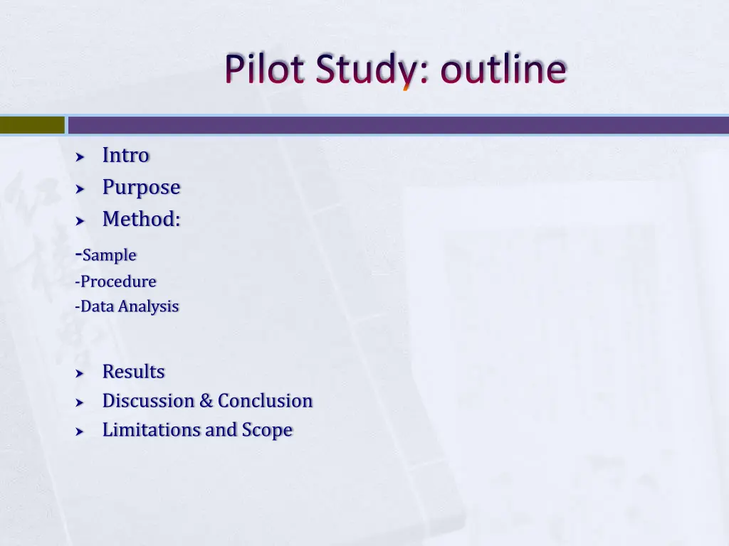 pilot study outline