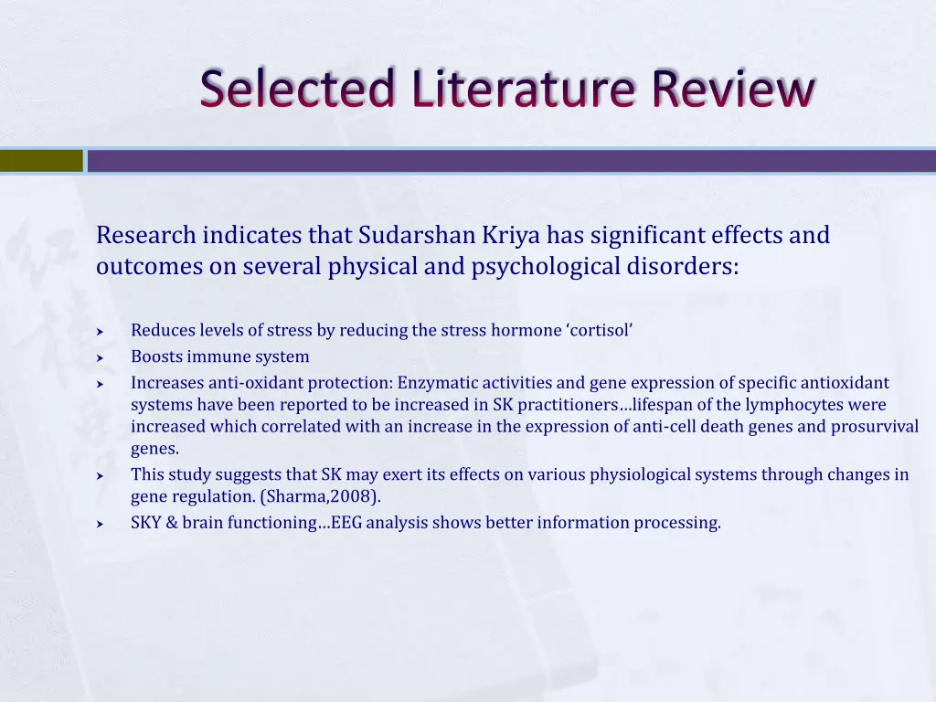 selected literature review