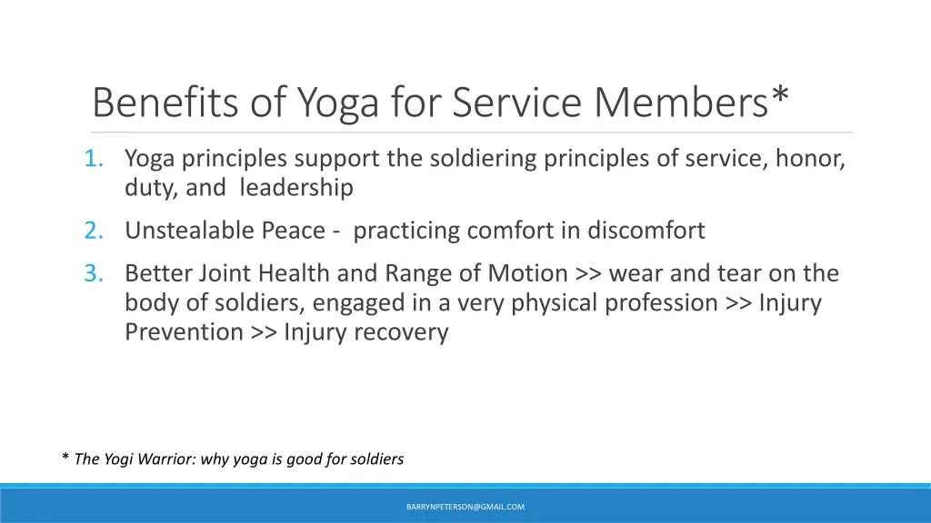 benefits of yoga for service members