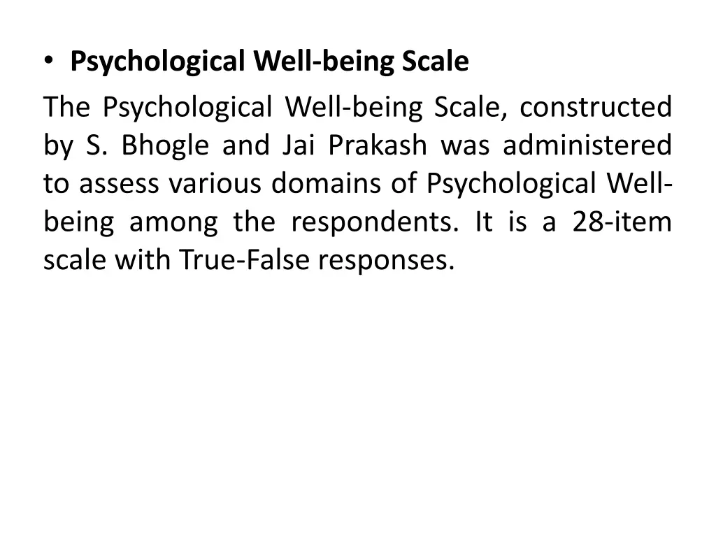 psychological well being scale the psychological