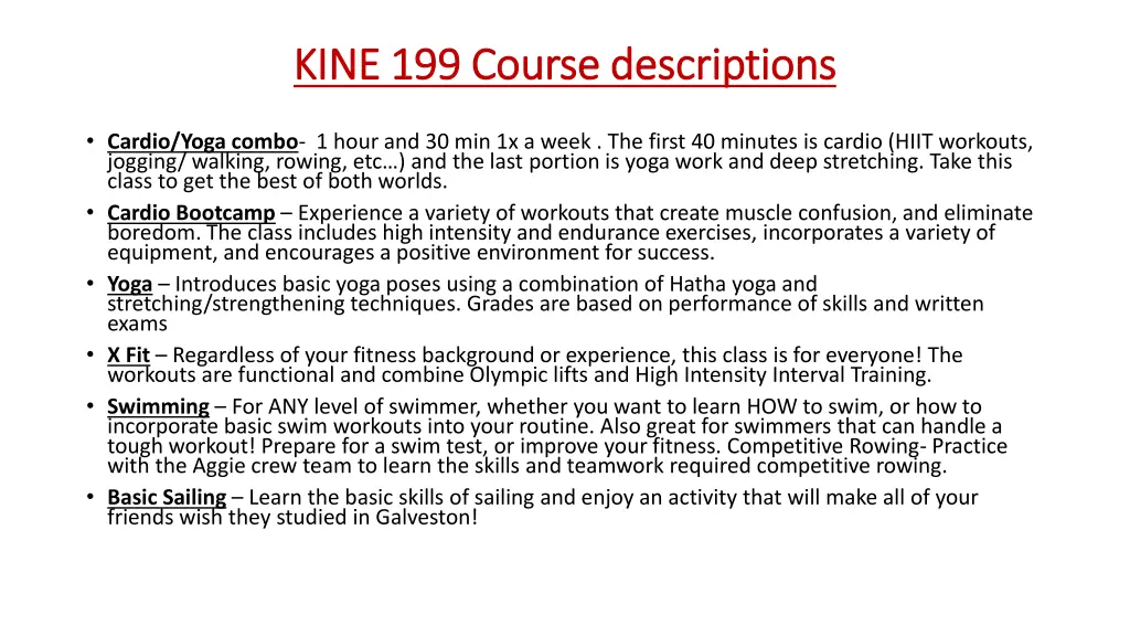 kine 199 course descriptions kine 199 course