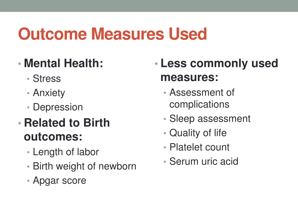 outcome measures used