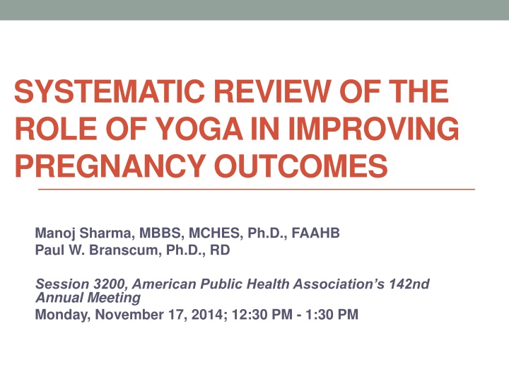 systematic review of the role of yoga