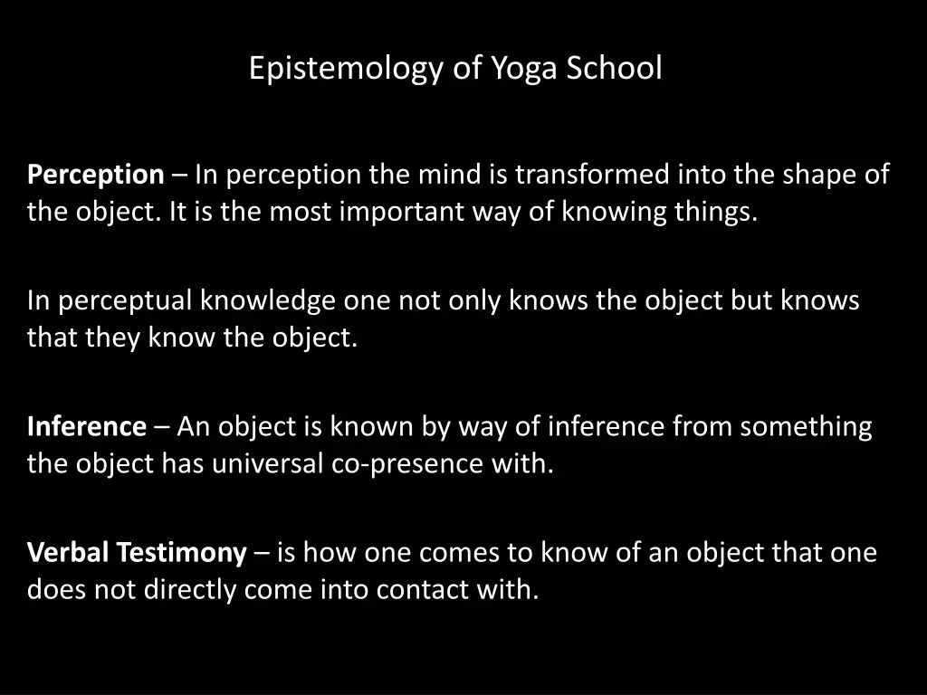 epistemology of yoga school