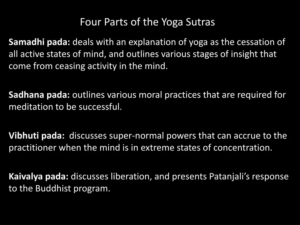 four parts of the yoga sutras