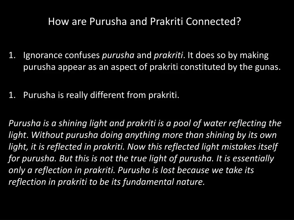 how are purusha and prakriti connected