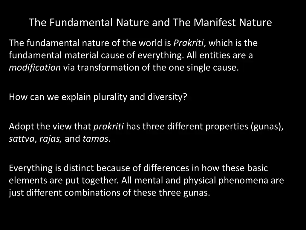 the fundamental nature and the manifest nature