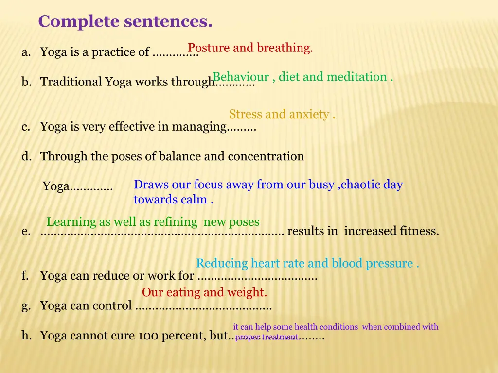 complete sentences